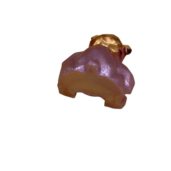 Rose gold glittery resin teddy bear with dried pressed flowers inside 4” - Picture 7 of 7